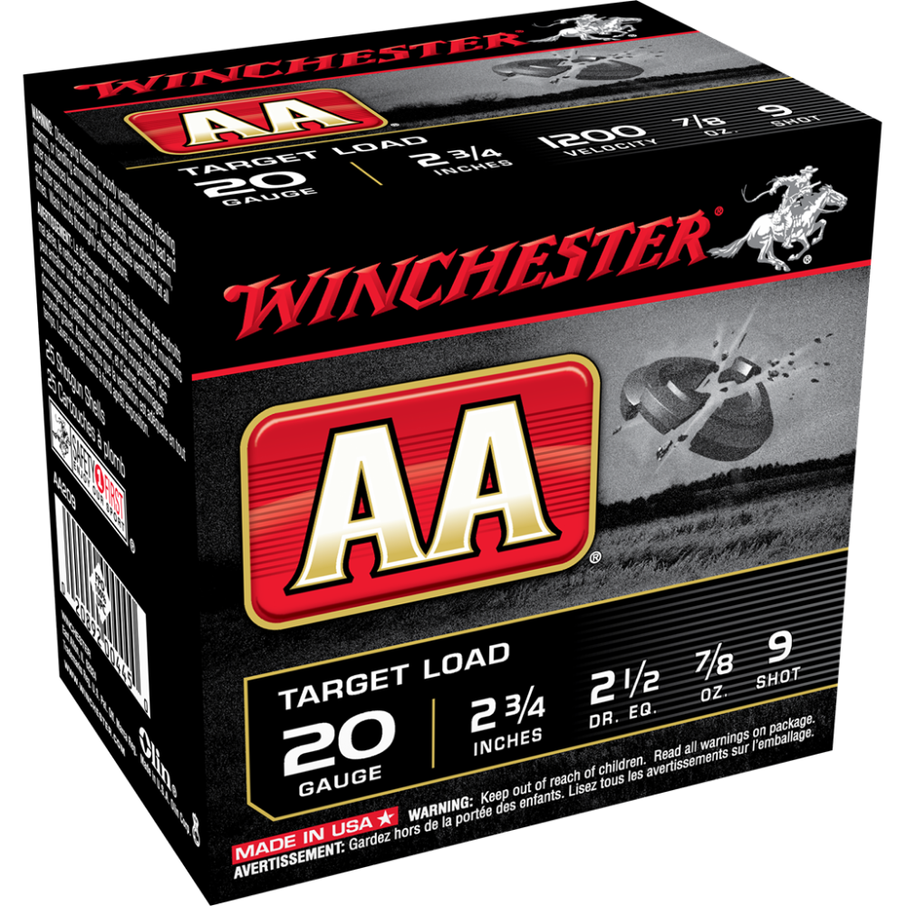 Winchester AA Target 20 ga 2-3/4″  7/8 oz #9  – 25/ct