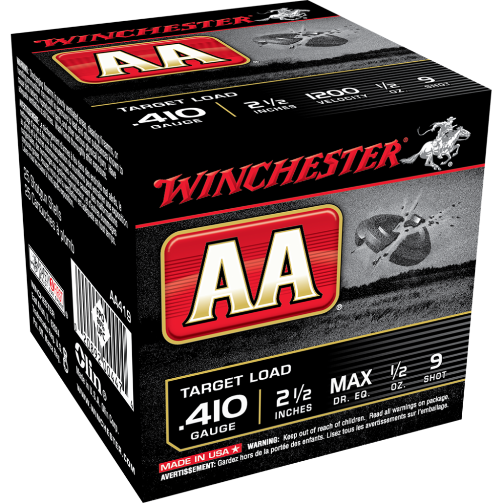 Winchester AA Target .410 ga 2-1/2″ MAX 1/2 oz #9  – 25/ct