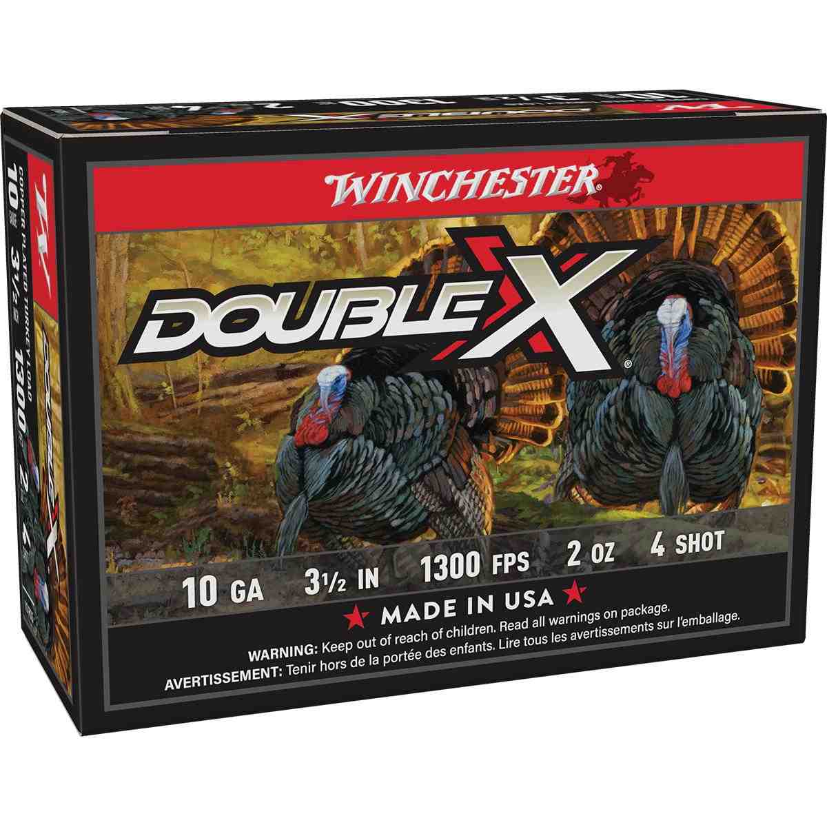 Winchester Double X Turkey Load 10 ga 3-1/2″ MAX 2 oz #4 1300 fps 10/ct