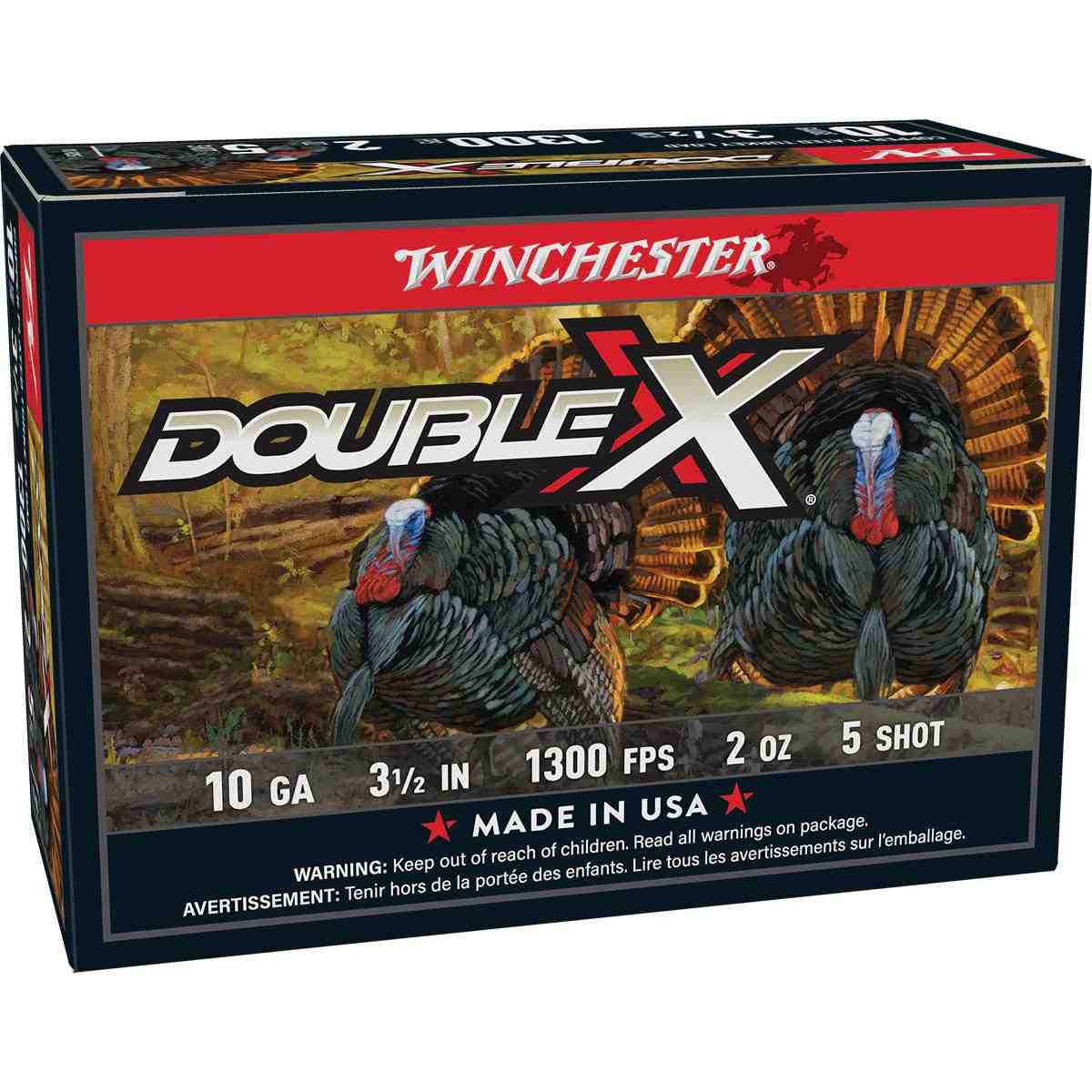 Winchester Double X Turkey Load 10 ga 3-1/2″ MAX 2 oz #5 1300 fps 10/ct