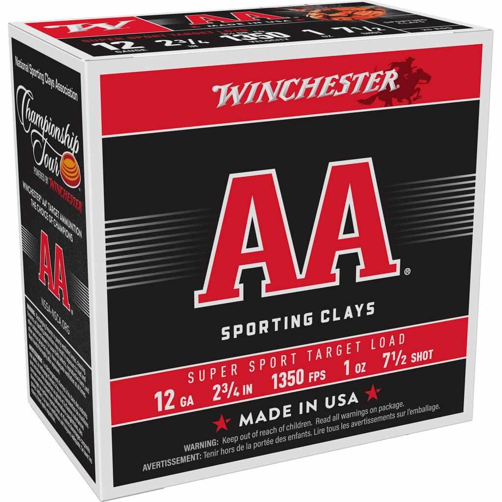 Winchester AA Sporting Clays Shotshells 12ga 2-3/4″ 1oz 1350 fps #7.5 25/ct