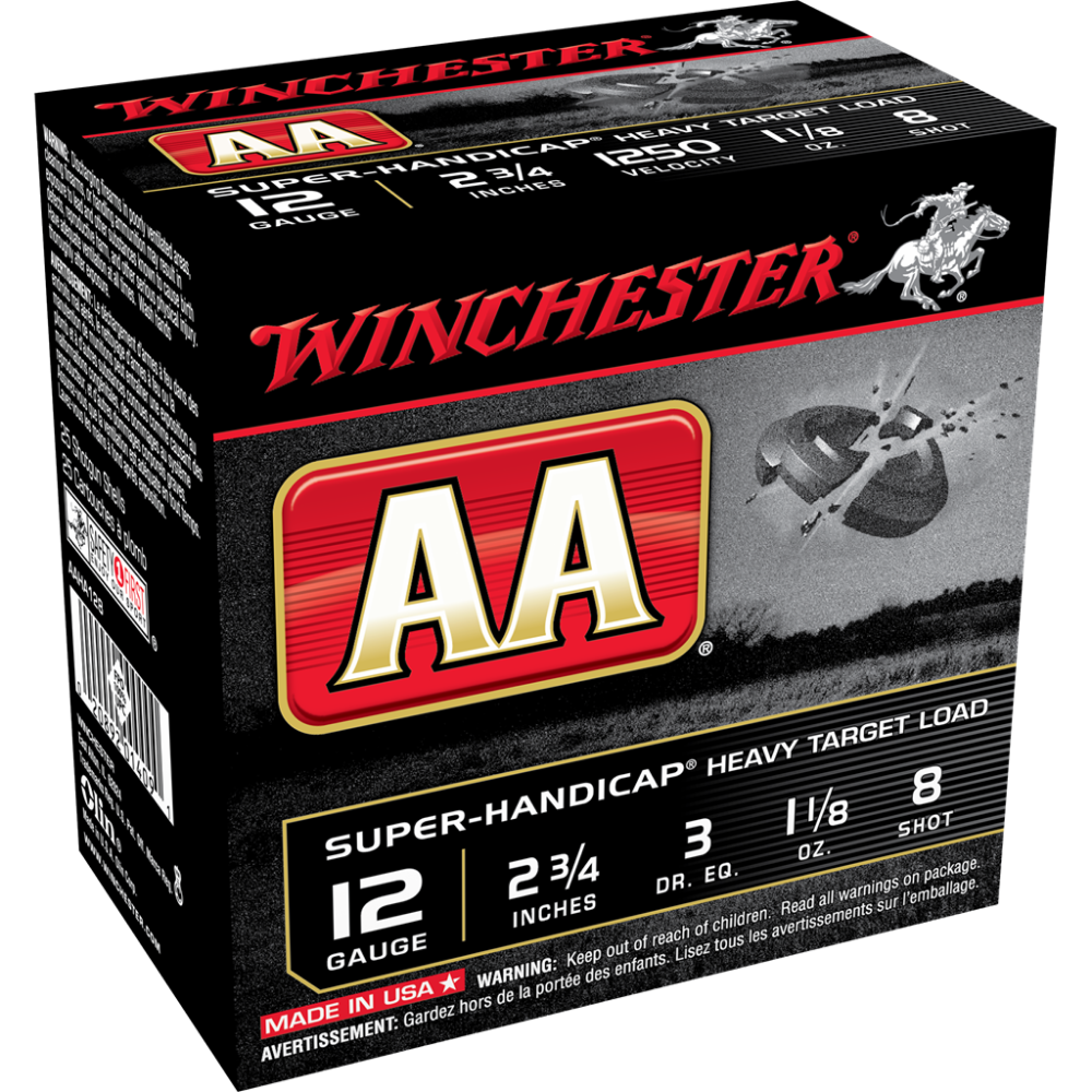Winchester AA Target 12 ga 2-3/4″  1-1/8 oz #8 1250 fps – 25/ct