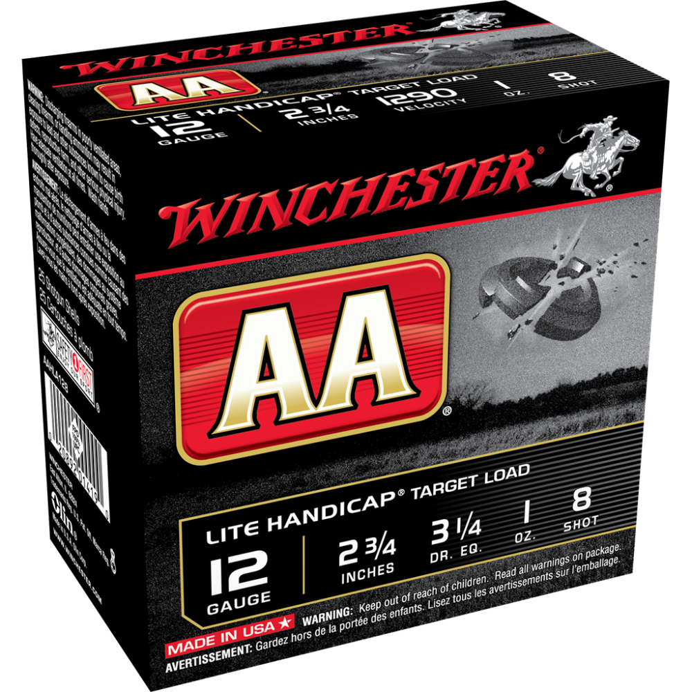 Winchester AA Target 12 ga 2-3/4″ 1 oz #8 1290 fps – 25/ct