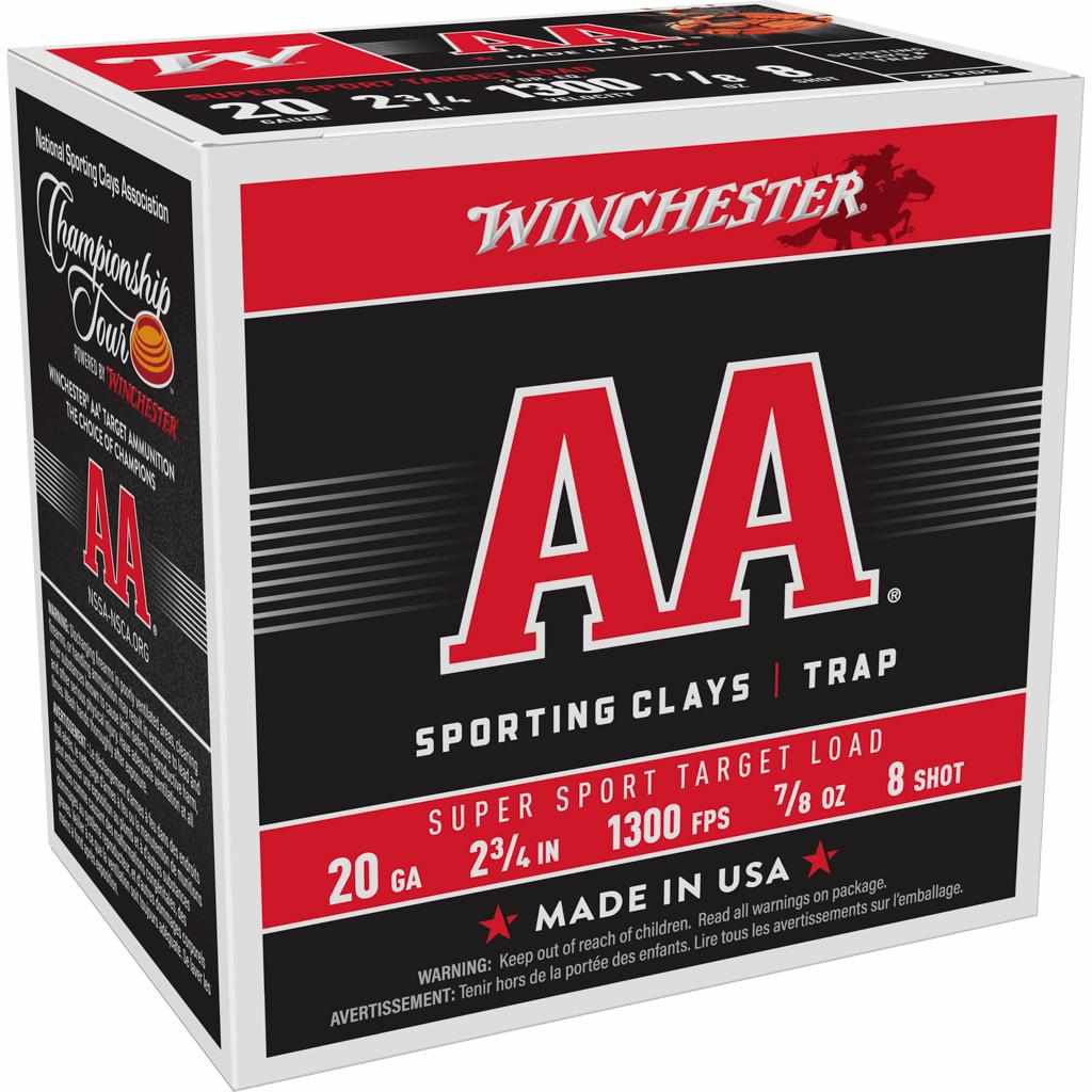 Winchester AA Super Sport 20 ga 2-3/4″  7/8 oz #8 1300 fps – 25/ct
