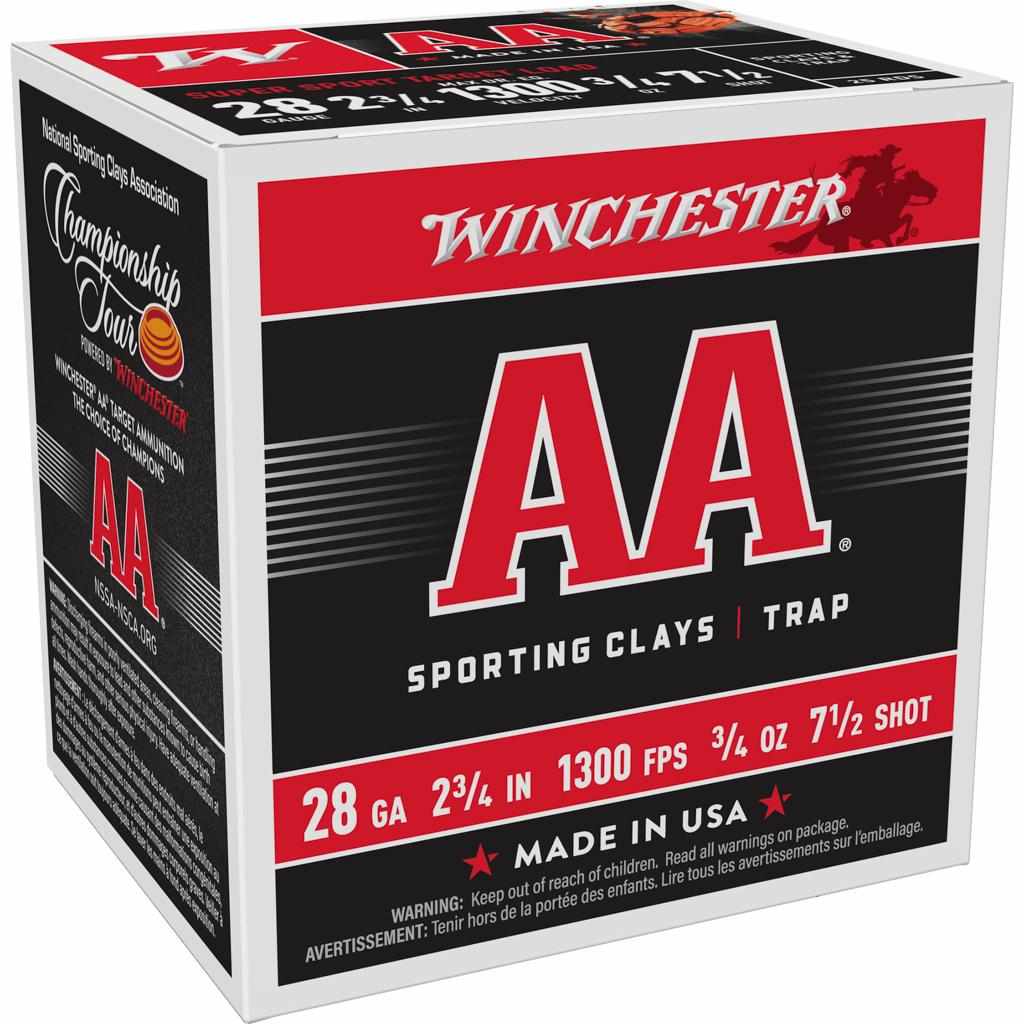 Winchester AA Super Sport 28 ga 2-3/4″ MAX 3/4 oz #7.5 1300 fps – 25/ct