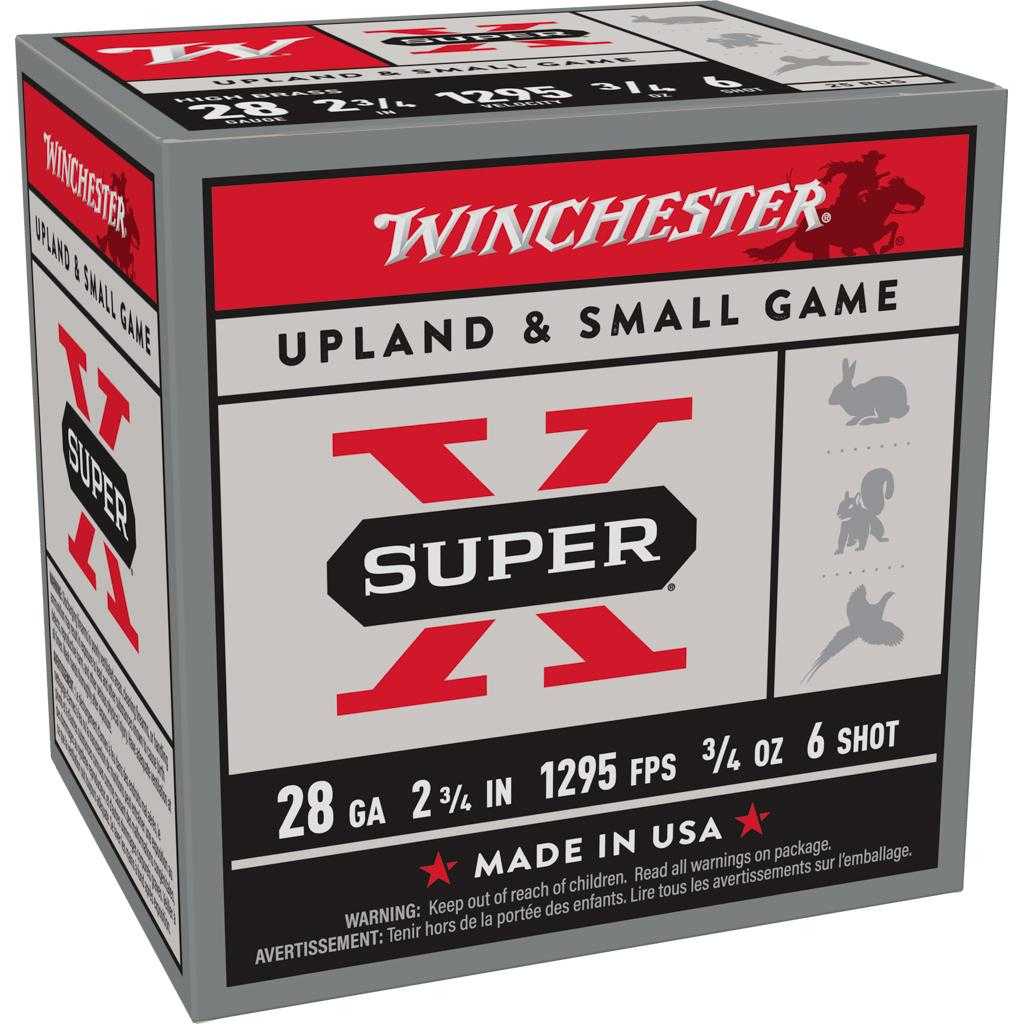 Winchester Super-X High Brass Game Shotshells 28 ga. 2-3/4″ 3/4oz 1295 fps #6 25/ct