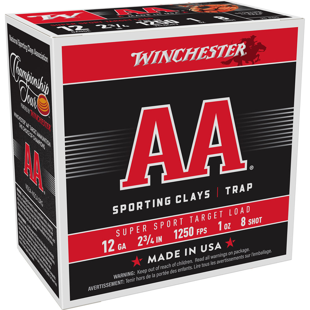 Winchester AA Super Sport Target Load Shotshells 12 ga 2-3/4″ 1 oz 1250 fps #8 25/ct