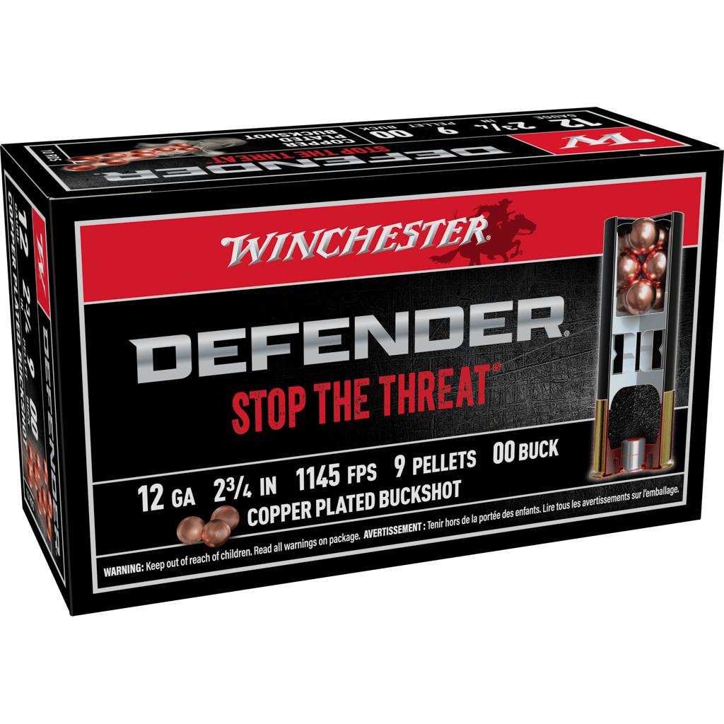 Winchester Copper Plated Defender Shotshells 12 ga 2-3/4″ 9-Pellet 1145 fps #00 10/ct