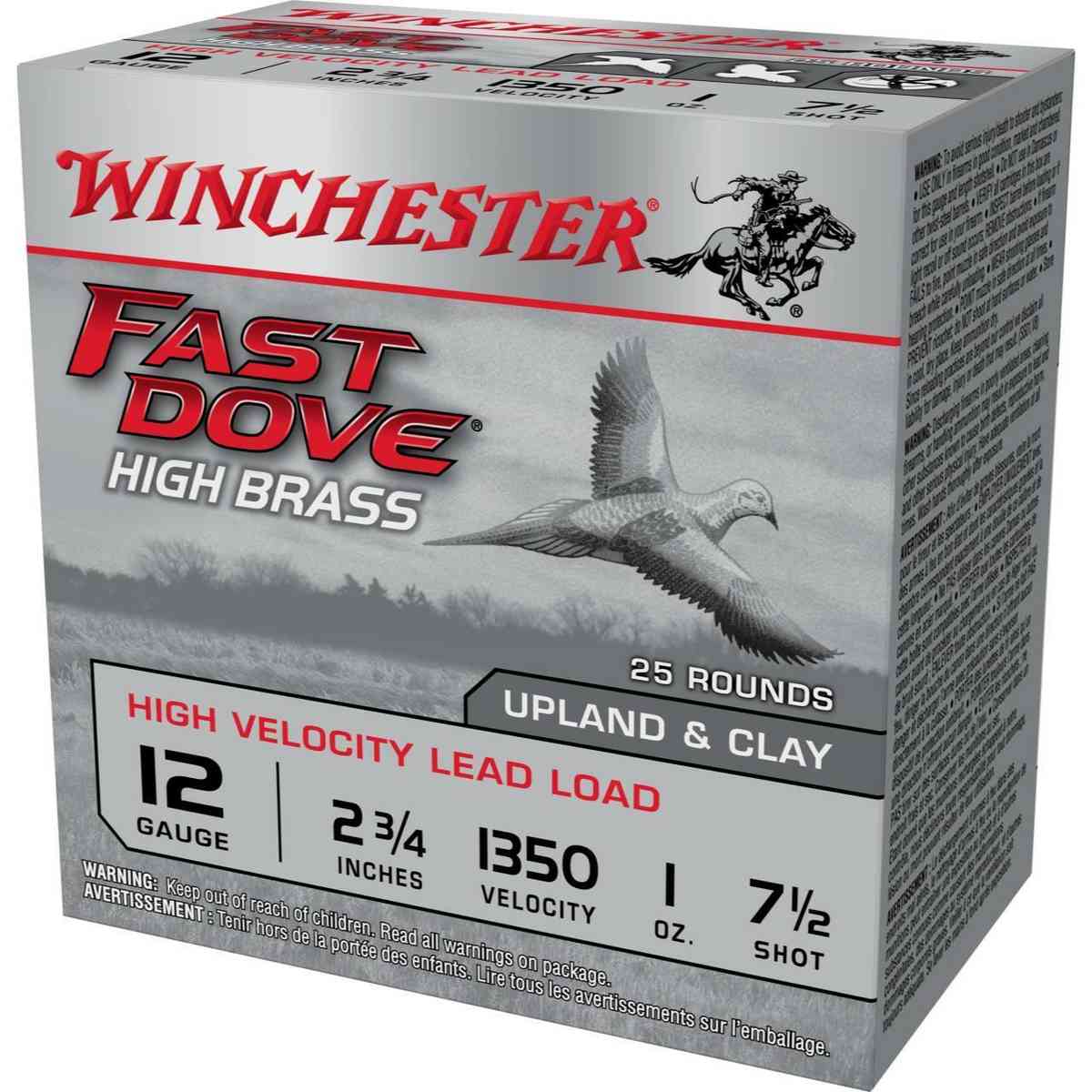 Winchester Fast Dove & Clay Shotshells 12 ga 2-3/4″ 1 oz 1350 fps #7.5 25/ct