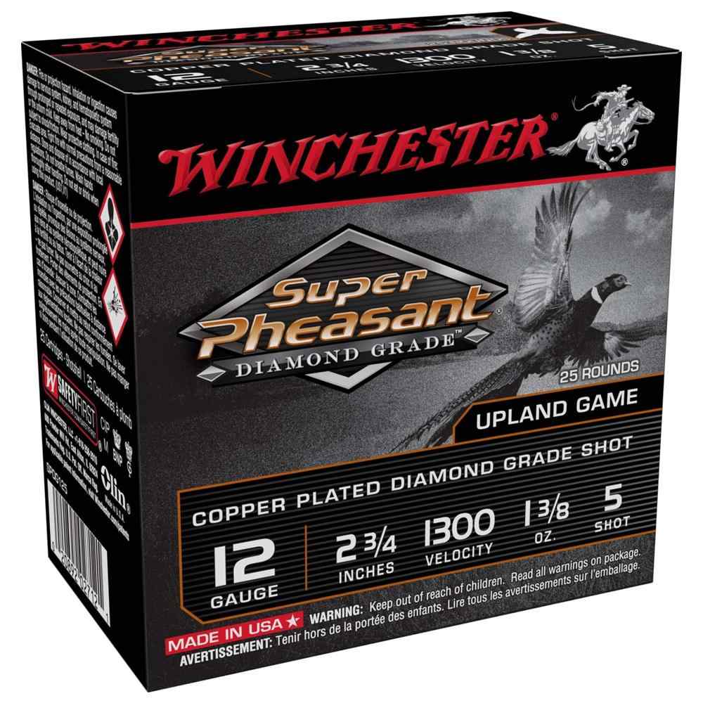 Winchester Super Pheasant Diamond Grade Shotshells 12 ga 2-3/4″ 1-3/8 oz 1300 fps #5 25/ct