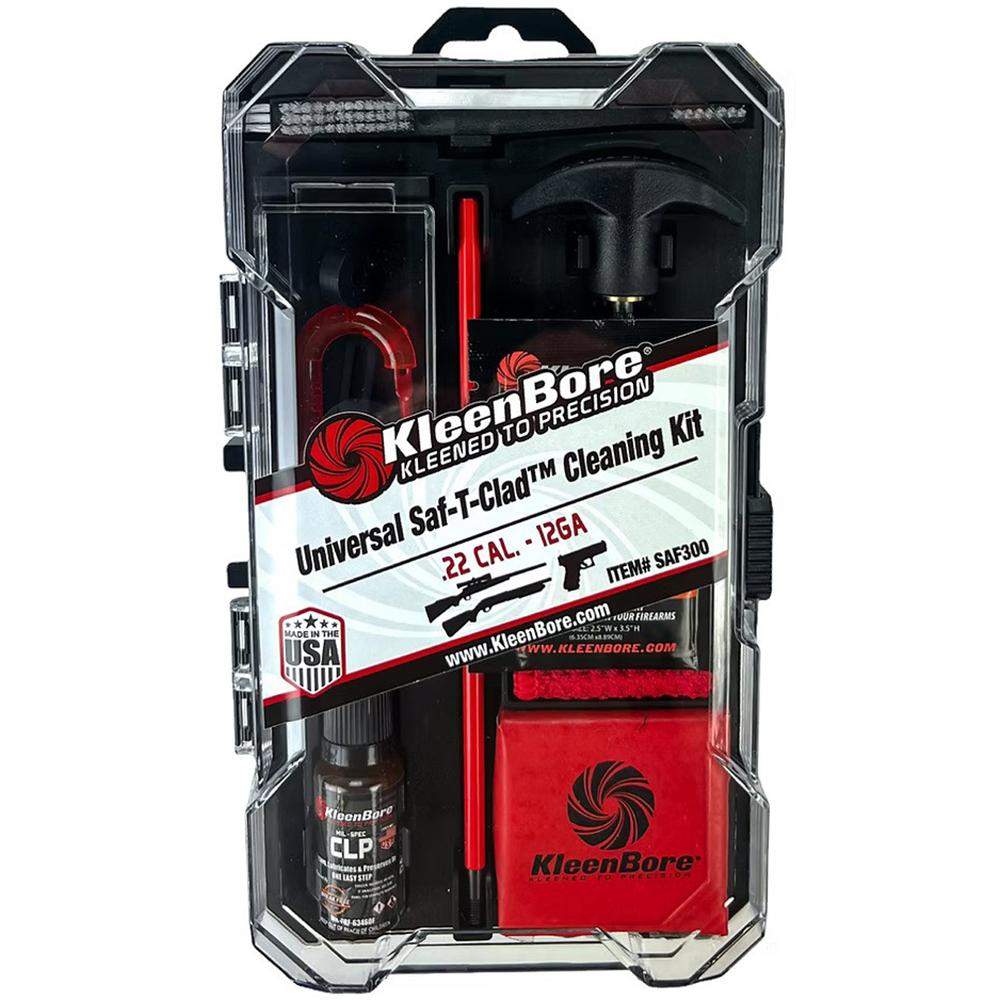 KleenBore Universal SAF-T-CLAD Cleaning Kit .22 Cal. – 12 ga Handgun Rifle Shotgun
