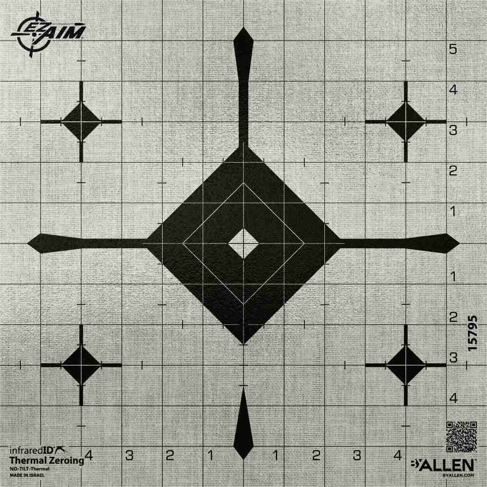 Allen EZ Aim Thermal ID Grid Bullseye Paper Target 12″ x 12″ – Gray