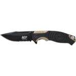 Smith & Wesson M&P Drop Point Folding Knife Liner Lock 3 1/2″ Blade Black and Tan