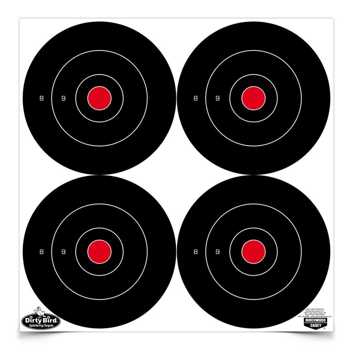 Birchwood Casey Dirty Bird 6″ Bull’s-Eye Targets 100/ct (400 Total Targets 4 per Sheet)