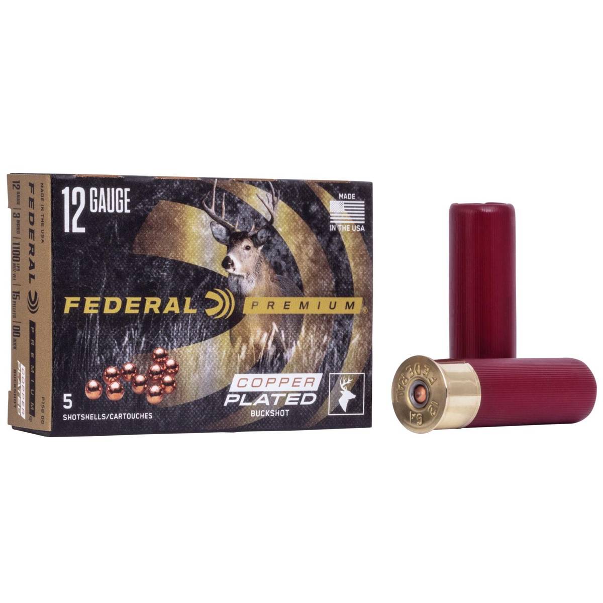 Federal Premium Vital-Shok Shotshells 12 ga 3″ 15 plts #00 1100 fps 5/ct