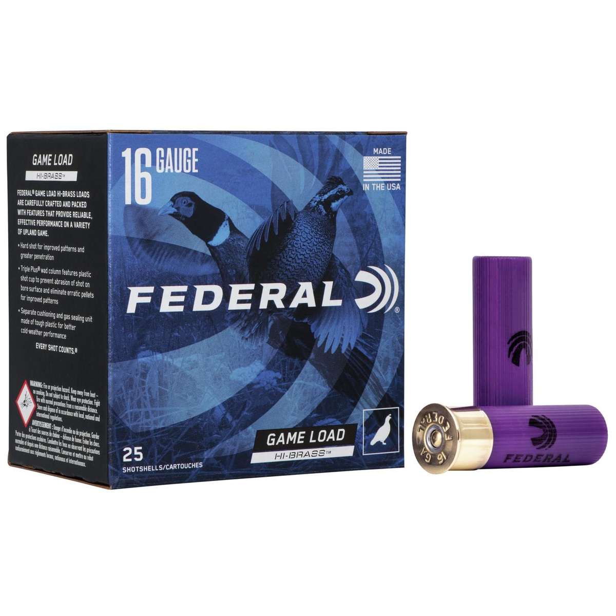 Federal Game-Shok Upland Game Hi Brass Load Shotshells 16 ga 2-3/4″ 1-1/8 oz 1295 fps #7.5 25/ct
