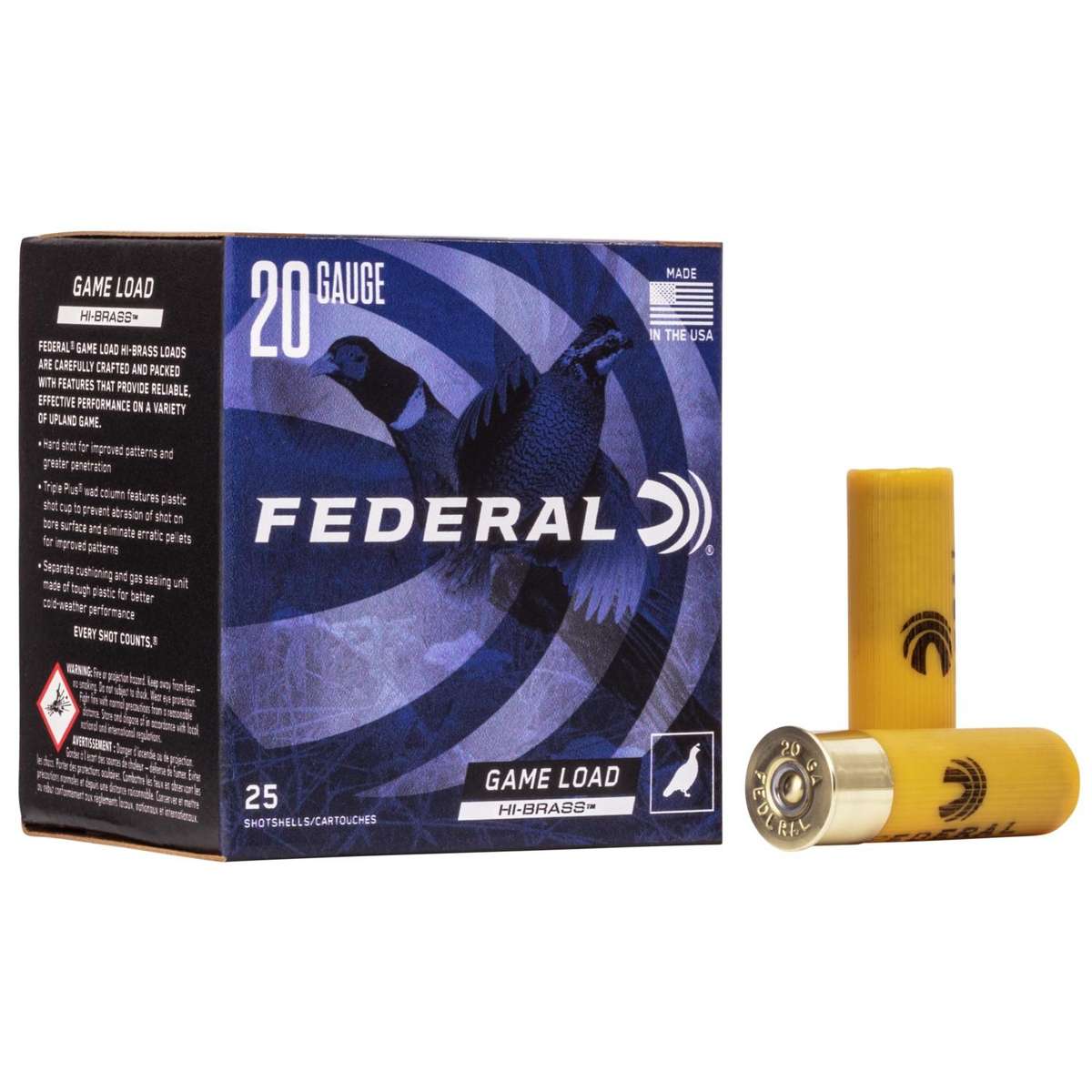 Federal Game-Shok Upland Game Hi Brass Load Shotshells 20 ga 2 3/4″ 1 oz 1220 fps #6 25/ct