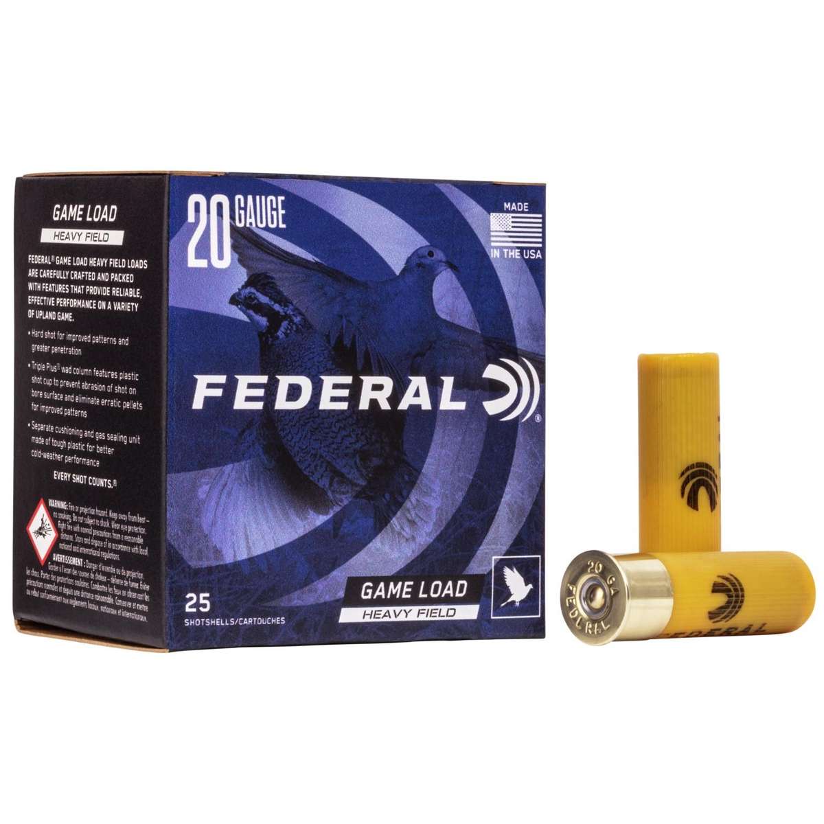 Federal Game-Shok Heavy Field Load 20 ga 2 3/4″ 2 1/2 dr 1 oz #6 1165 fps – 25/box