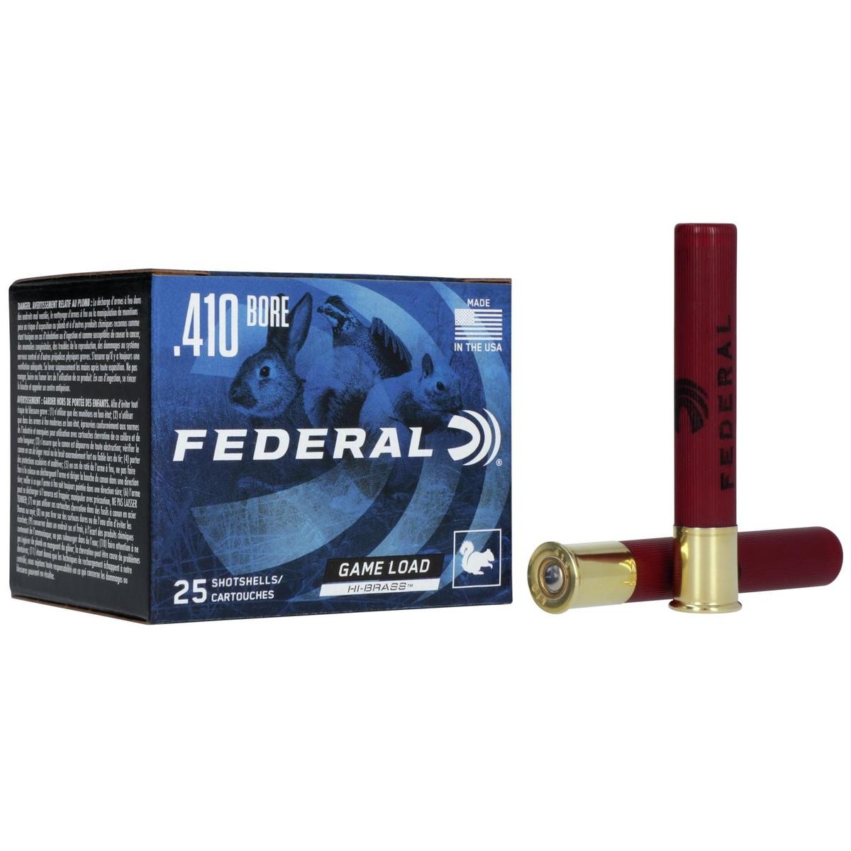 Federal Game-Shok Upland Hi-Brass Load Shotshells .410 ga 3″ 11/16 oz 1135 fps #4 25/ct