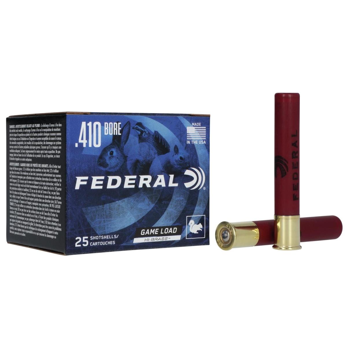 Federal Game-Shok Upland Hi-Brass Load Shotshells .410 ga 3″ 11/16 oz 1135 fps #5 25/ct