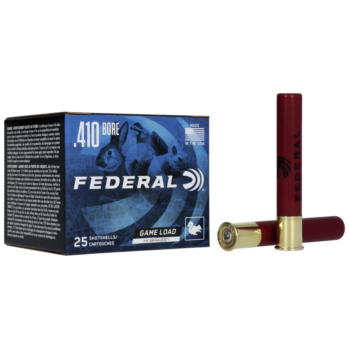 Federal Game-Shok Upland Hi-Brass Load Shotshells .410 ga 3″ 11/16 oz 1135 fps #6 25/ct