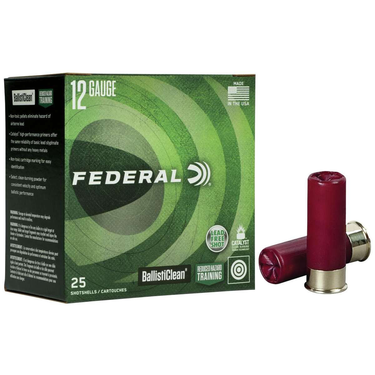 Federal BallistiClean Shotshells 12ga 2-3/4″ 9 plts #00 1600 fps 25/ct
