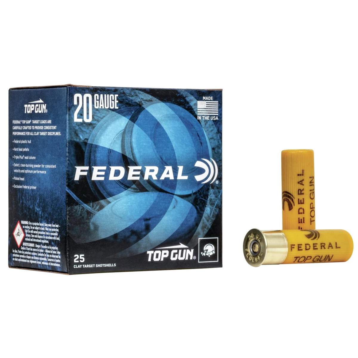 Federal Top Gun Shotshells 20 ga 2-3/4″ 7/8oz 1210 fps #7.5 25/ct