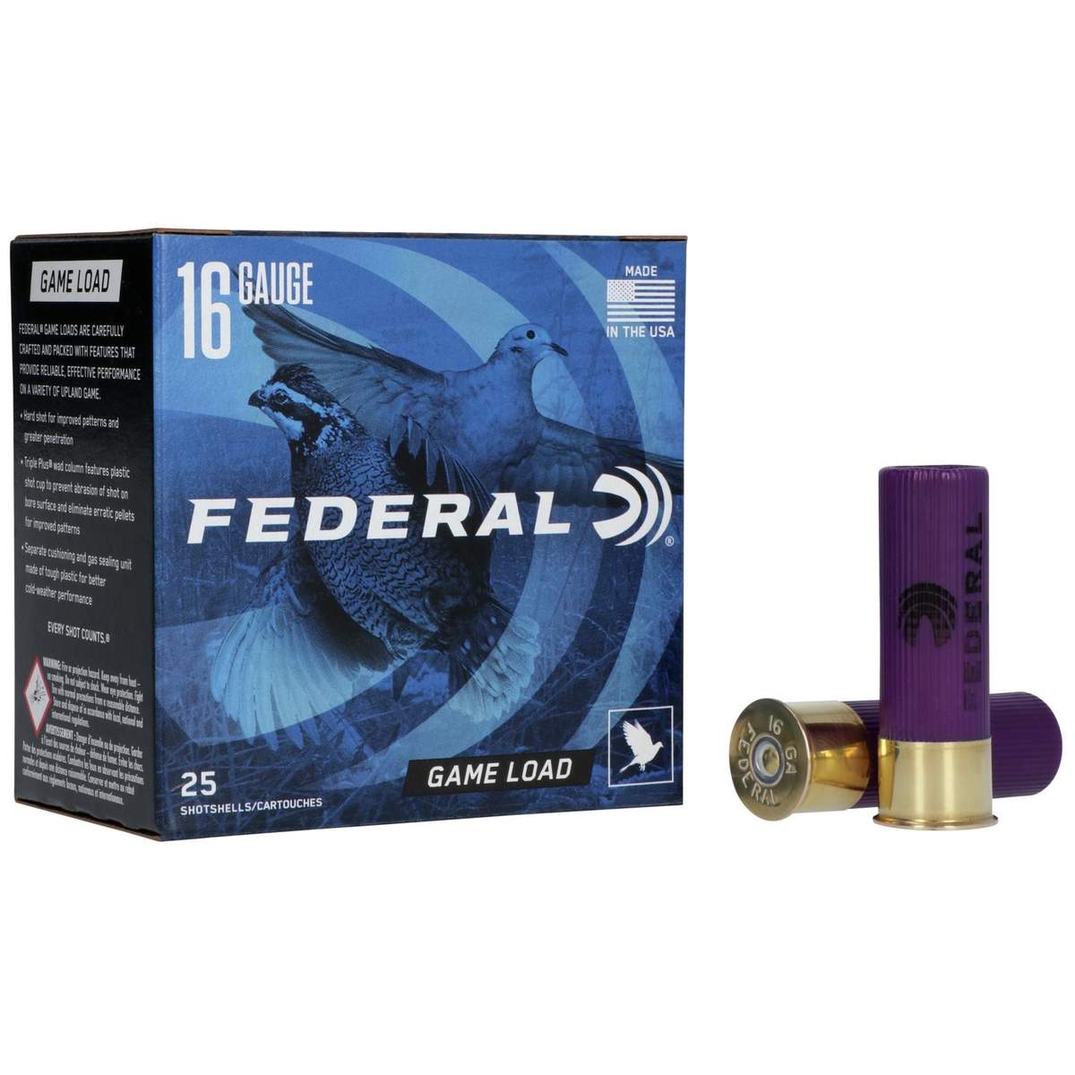 FEDERAL GAME-SHOK GAME LOAD SS 16GA 2-3/4″ 2-1/2DE 1OZ 8 AMMO 25RD