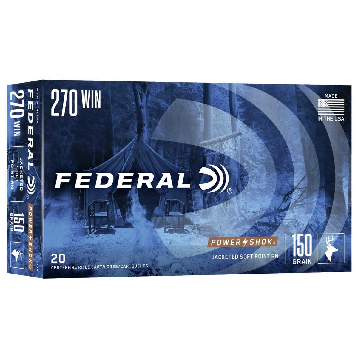 Federal Power-Shok Rifle Ammunition .270 Win 150 gr SP 2890 fps – 20/ct
