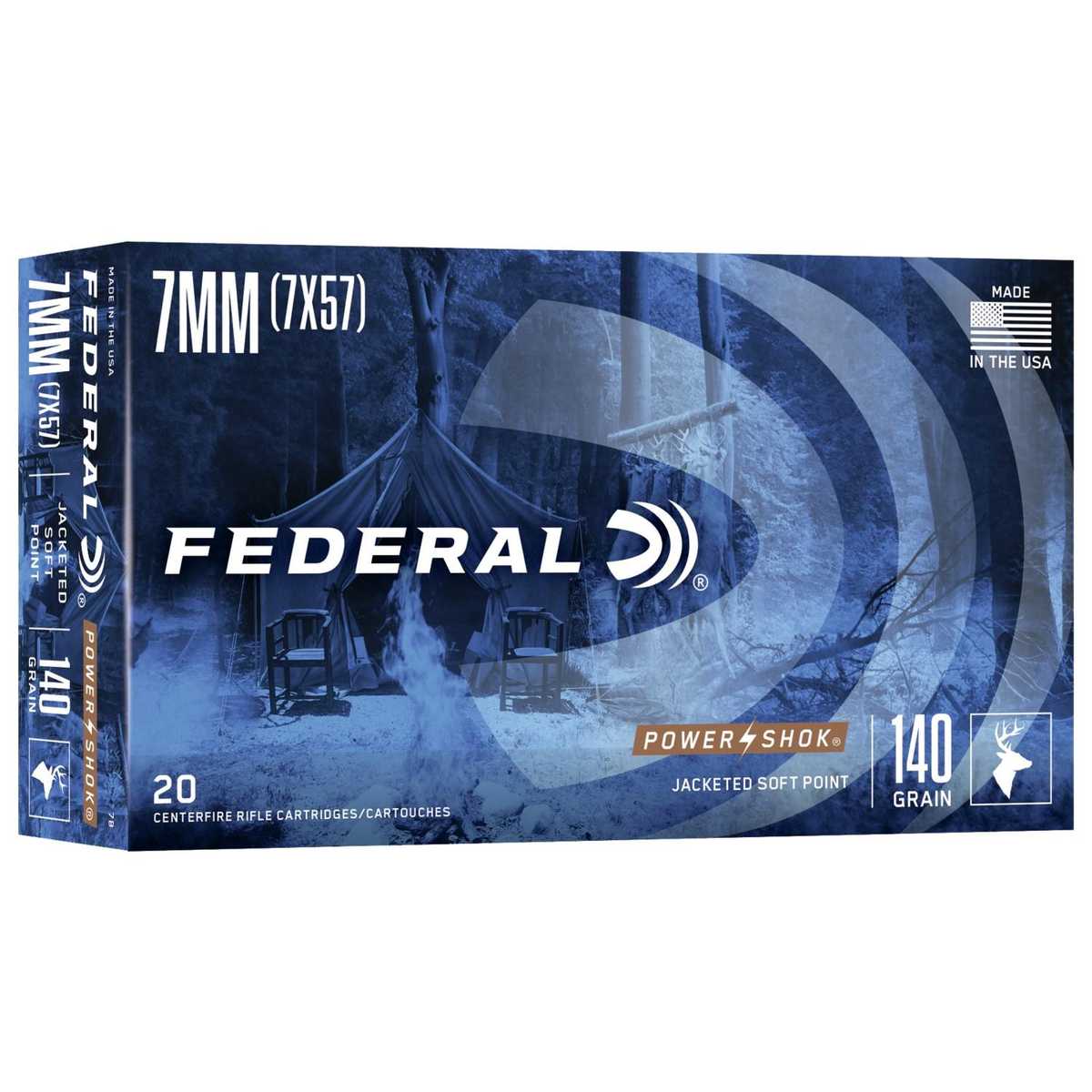 Federal Power-Shok Rifle Ammunition 7mm Mauser 140 gr SP 2660 fps – 20/ct