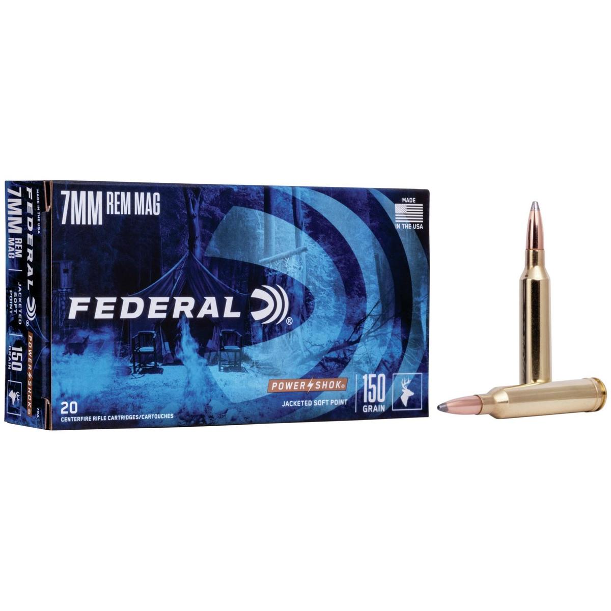Federal Power-Shok Rifle Ammunition 7mm Rem Mag 150 gr SP 3110 fps – 20/ct