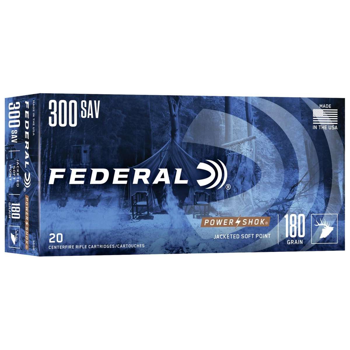 Federal Power-Shok Rifle Ammunition .300 Savage 180 gr SP 2350 fps – 20/ct