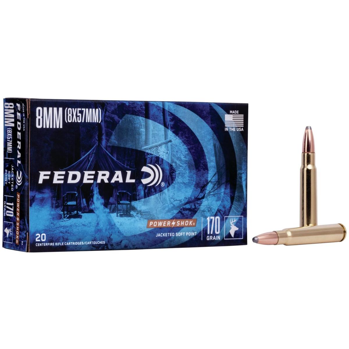 Federal Power-Shok Rifle Ammunition 8x57mm 170 gr SP 2250 fps – 20/ct