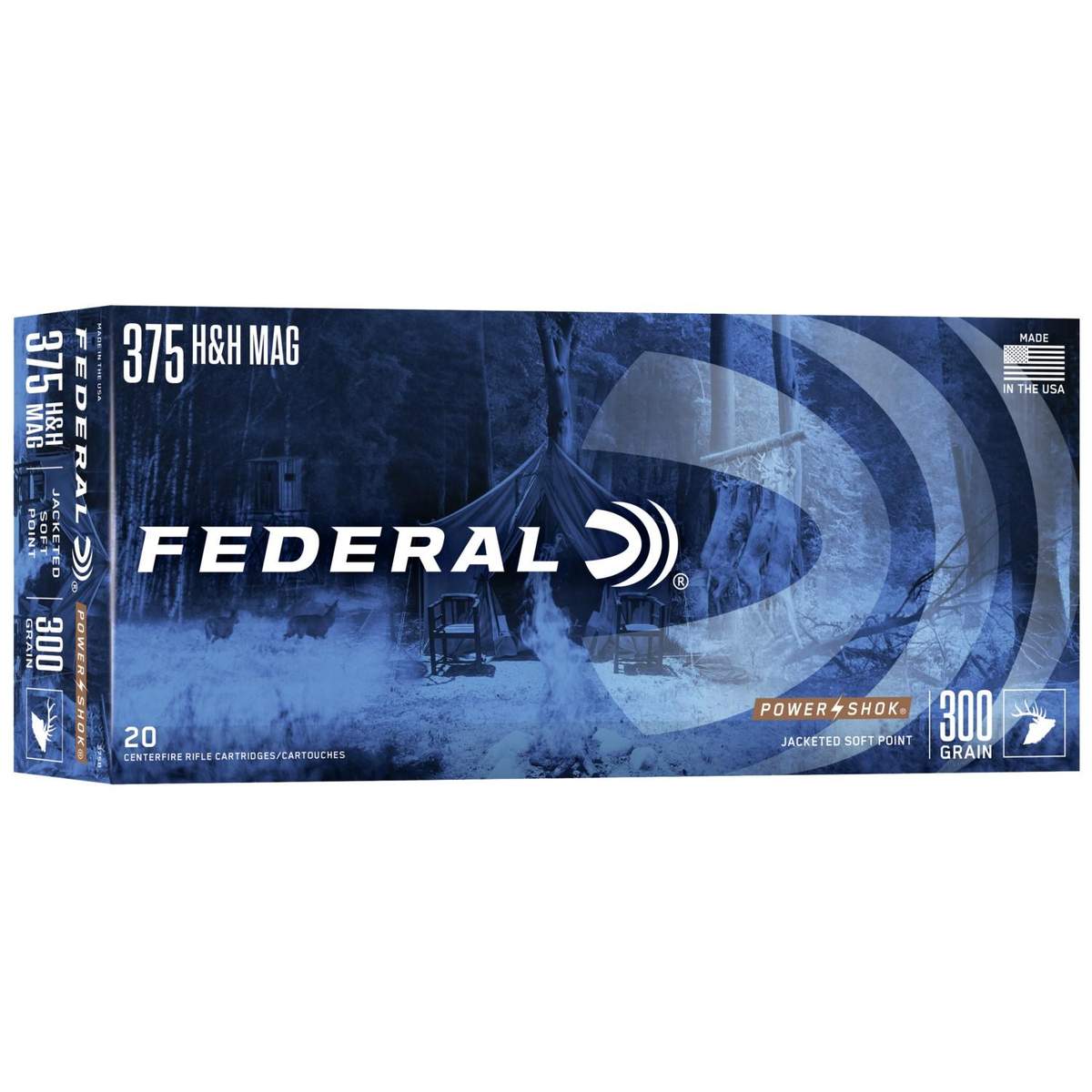 Federal Power-Shok Rifle Ammunition .375 H&H 300 gr SP 2530 fps – 20/ct