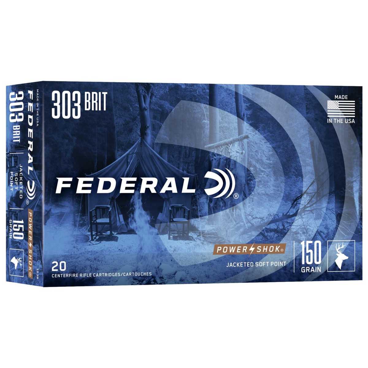 Federal Power-Shok Rifle Ammunition .303 British 150 gr SP 2690 fps – 20/ct
