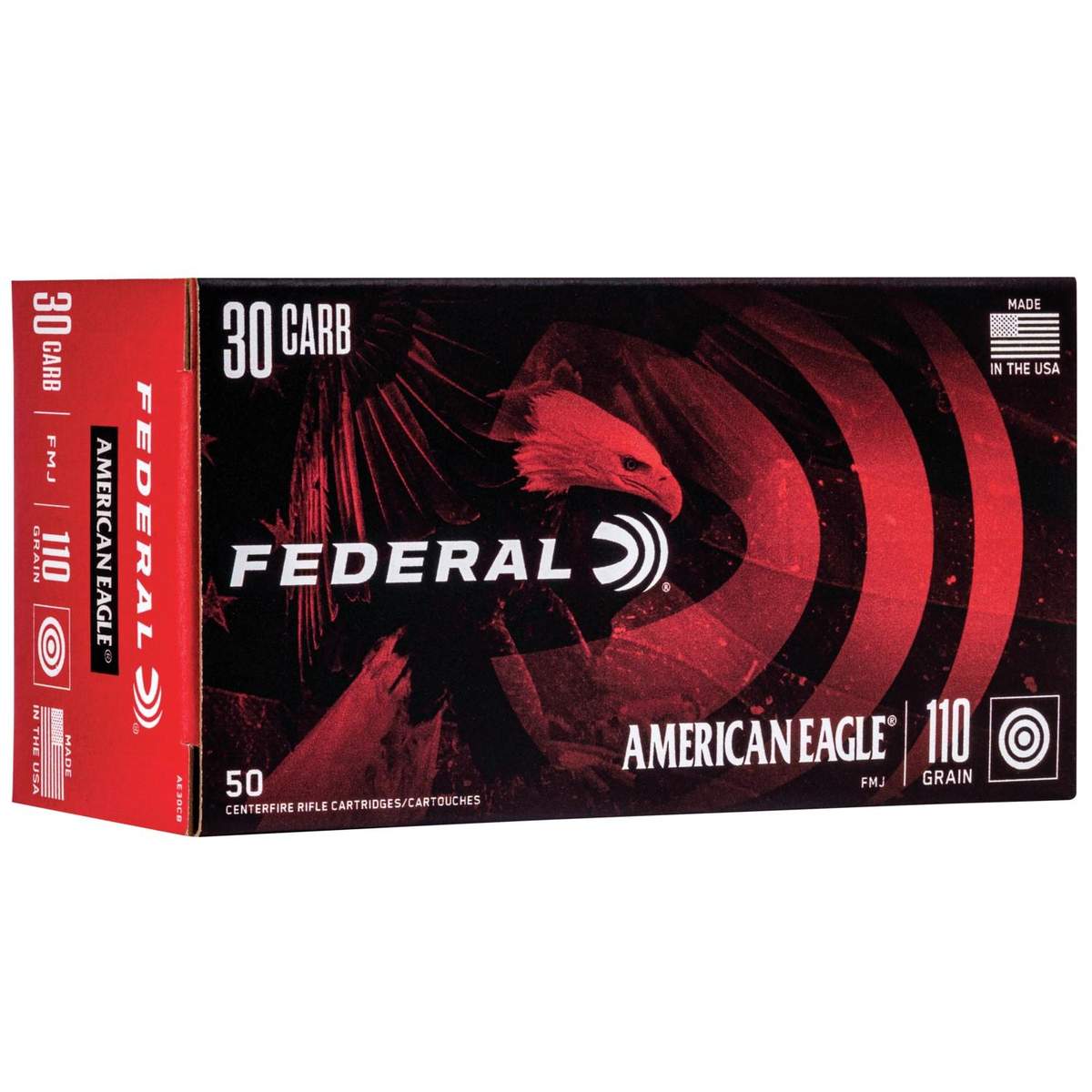 Federal American Eagle Rifle Ammunition .30 Carbine 110 gr FMJ 1990 fps – 50/ct
