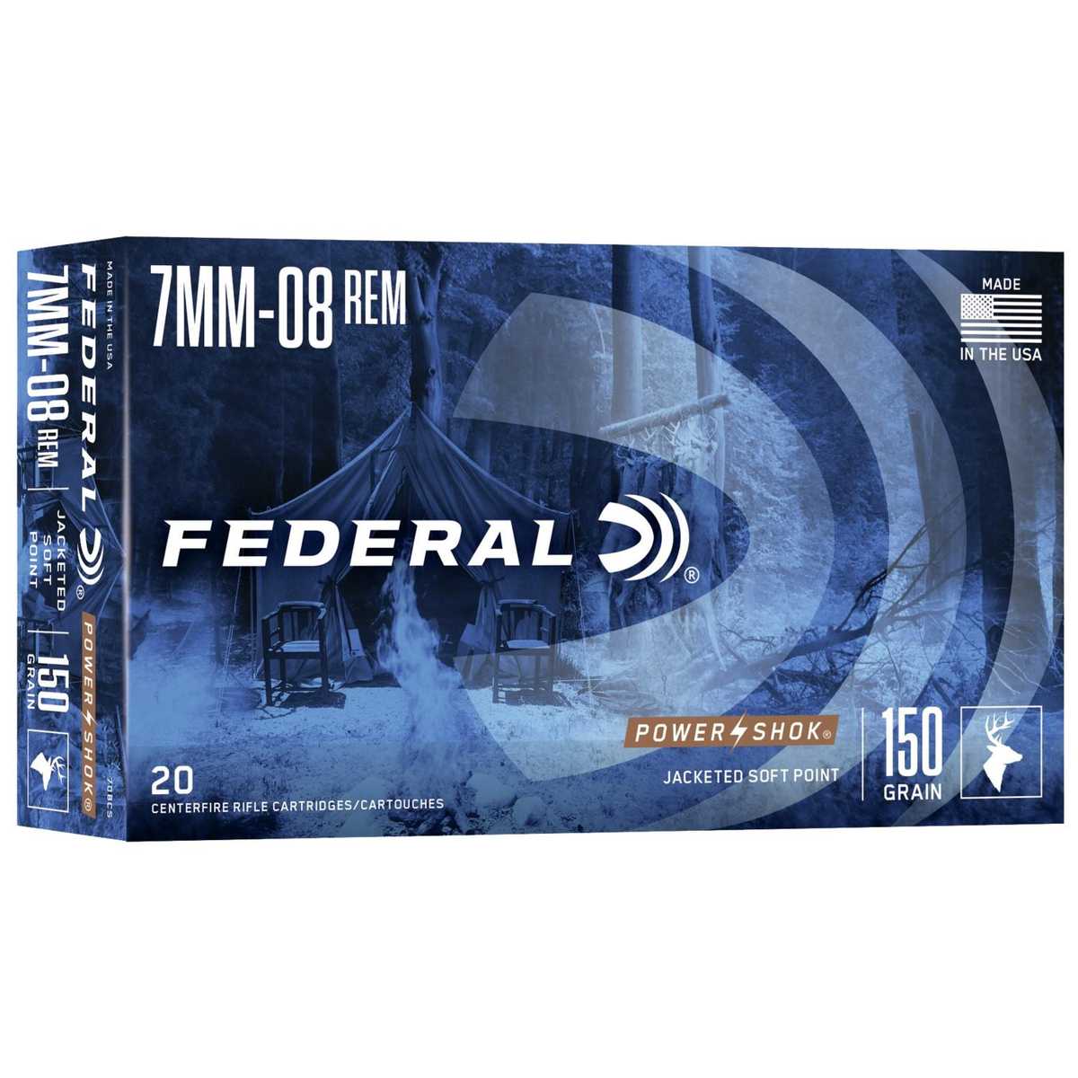 Federal Power-Shok Rifle Ammunition 7mm-08 Rem 150 gr SP 2650 fps – 20/ct