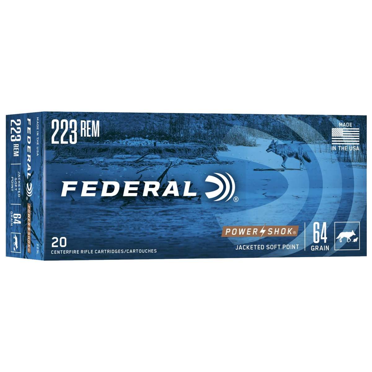 Federal Power-Shok Rifle Ammunition .223 Rem 64 gr SP 3050 fps – 20/box