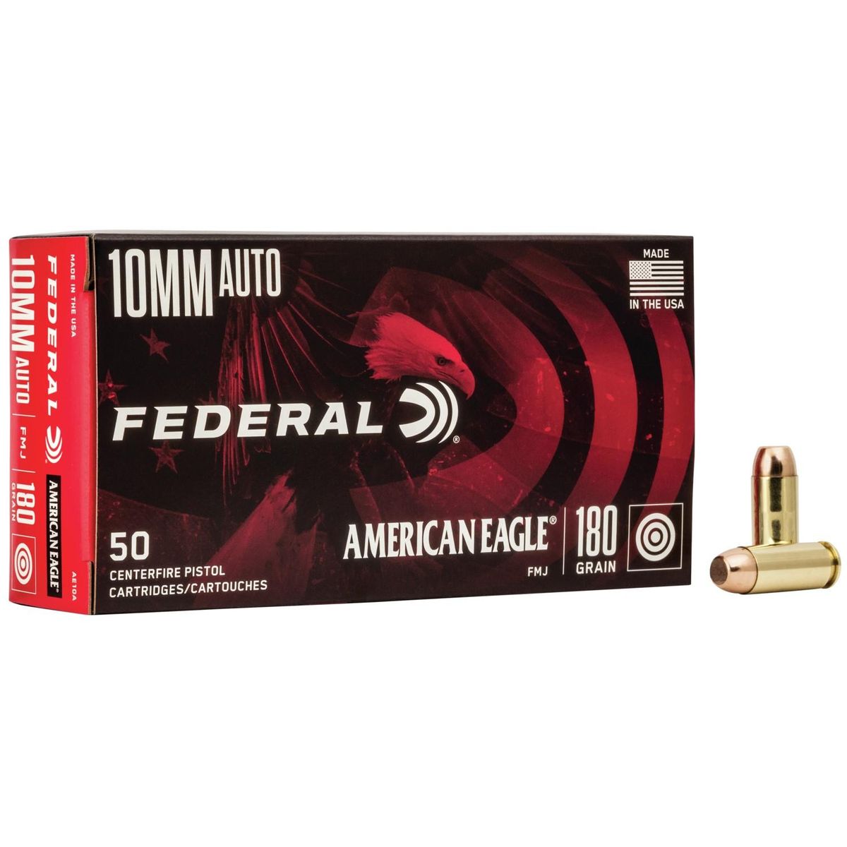American Eagle Handgun Ammunition 10mm Auto 180 gr FMJ 1030 fps 50/rd