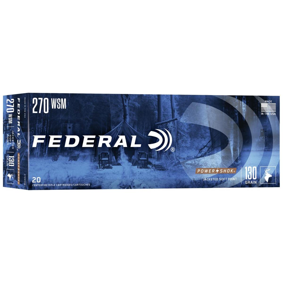 Federal Power-Shok Rifle Ammunition .270 WSM 130 gr SP 3250 fps – 20/ct