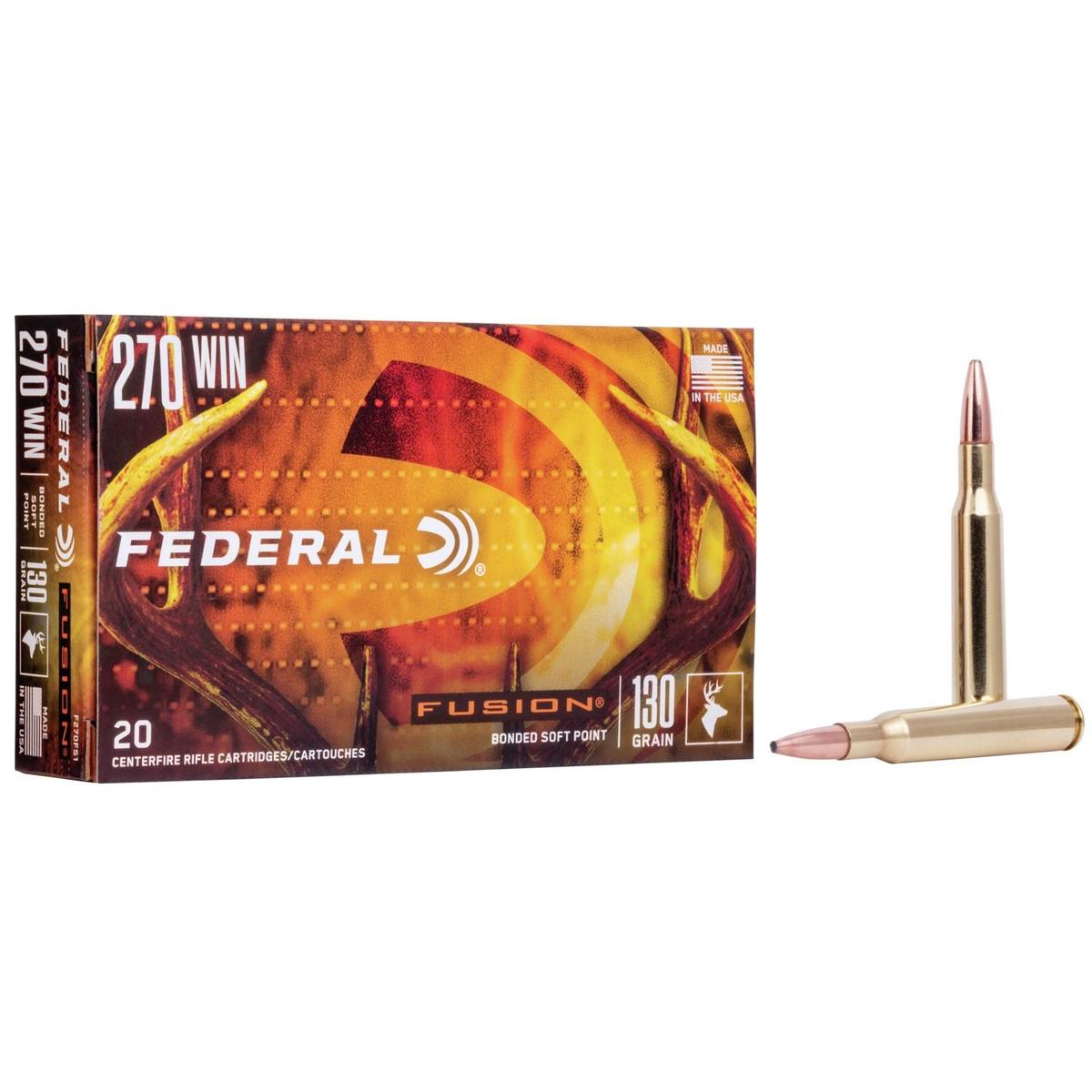 Federal Fusion Rifle Ammunition .270 Win 130 gr BTSP 3050 fps – 20/ct