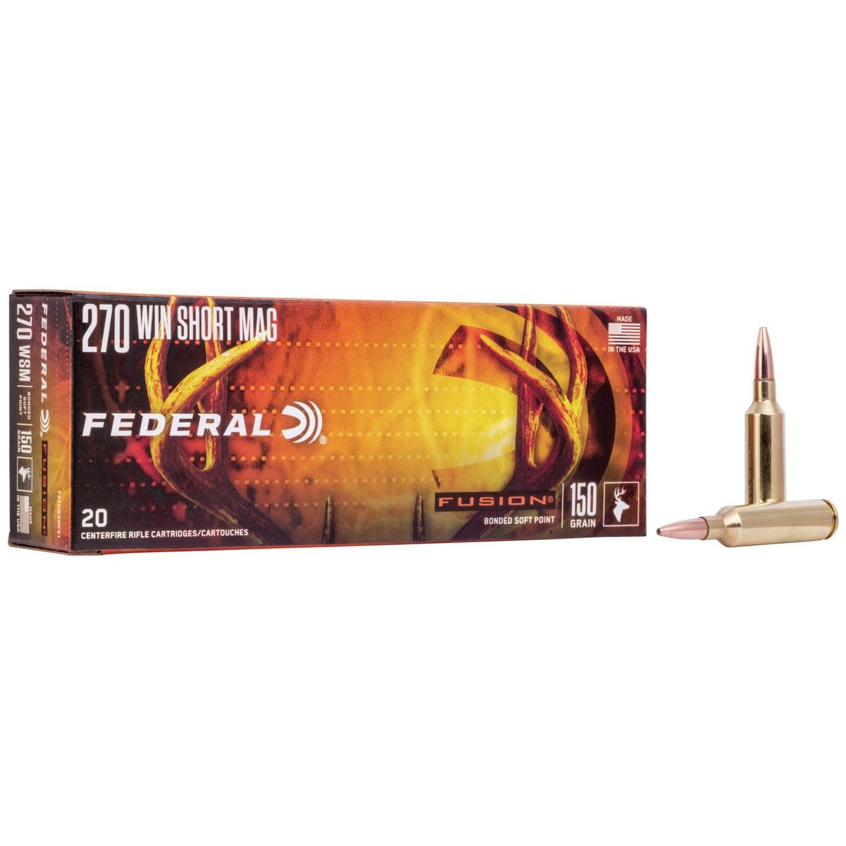 Federal Fusion Rifle Ammunition .270 WSM 150 gr BTSP 3060 fps – 20/ct