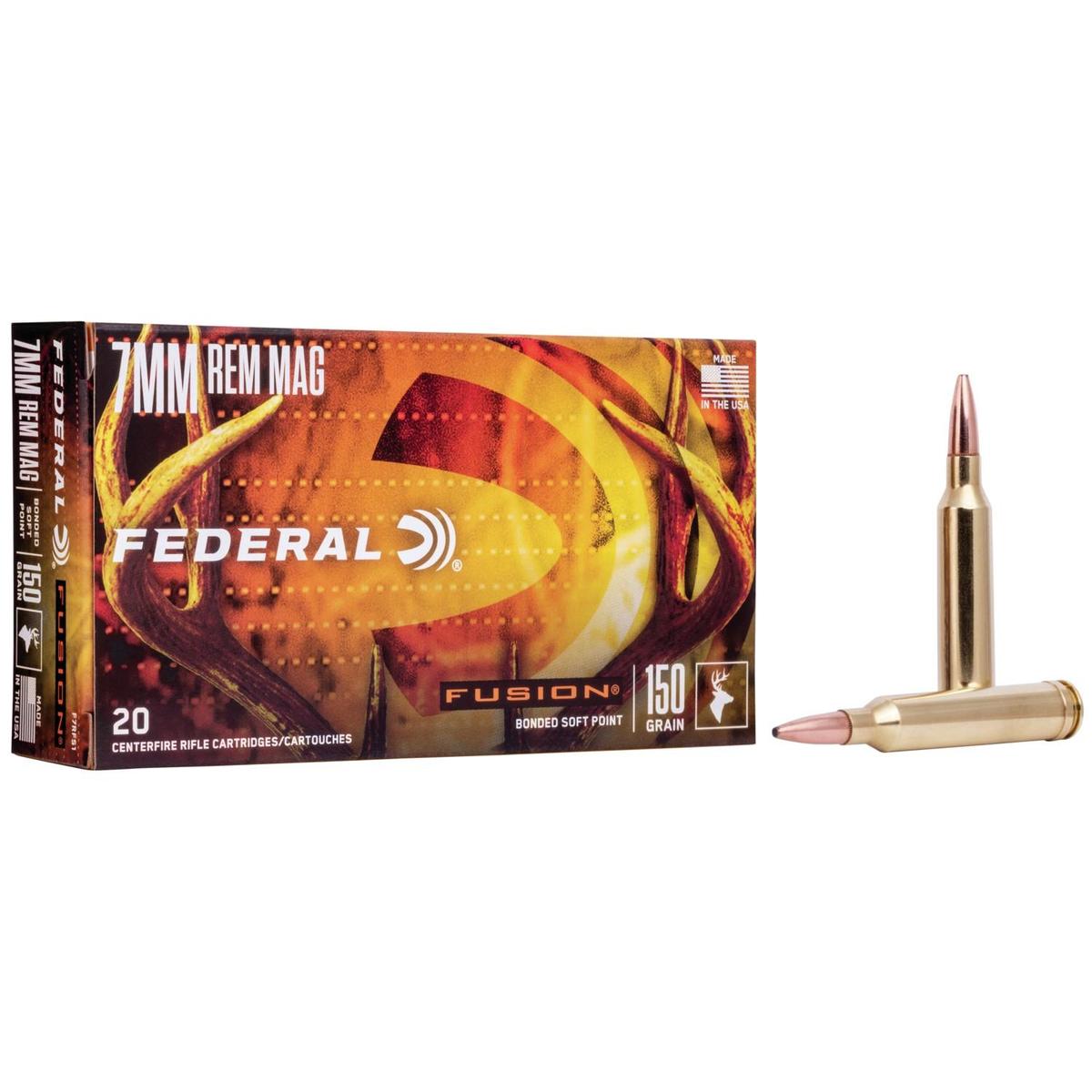Federal Fusion Rifle Ammunition 7mm Rem Mag 150 gr BTSP 3050 fps – 20/ct