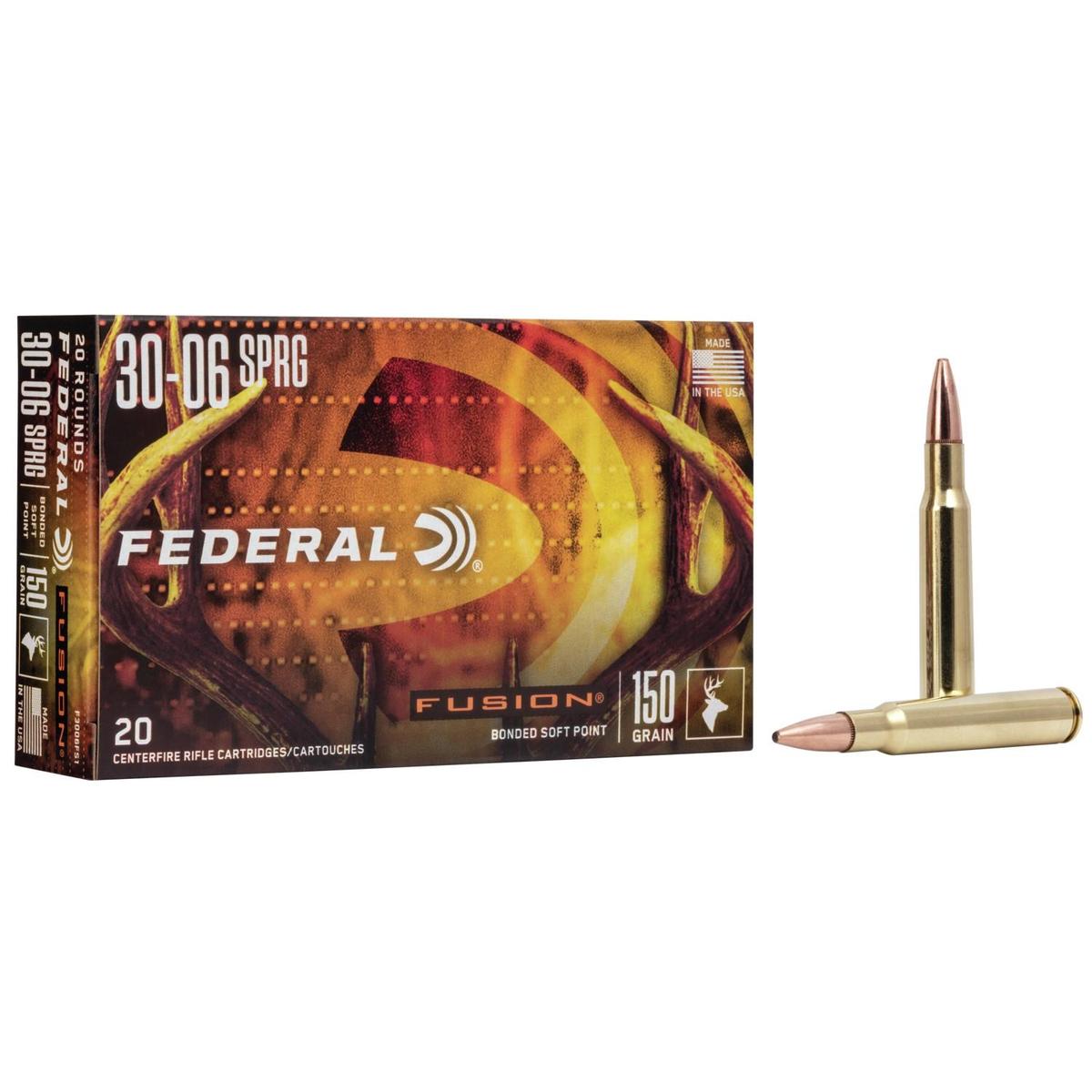 Federal Fusion Rifle Ammunition .30-06 Sprg 150 gr BTSP 2790 fps – 20/ct
