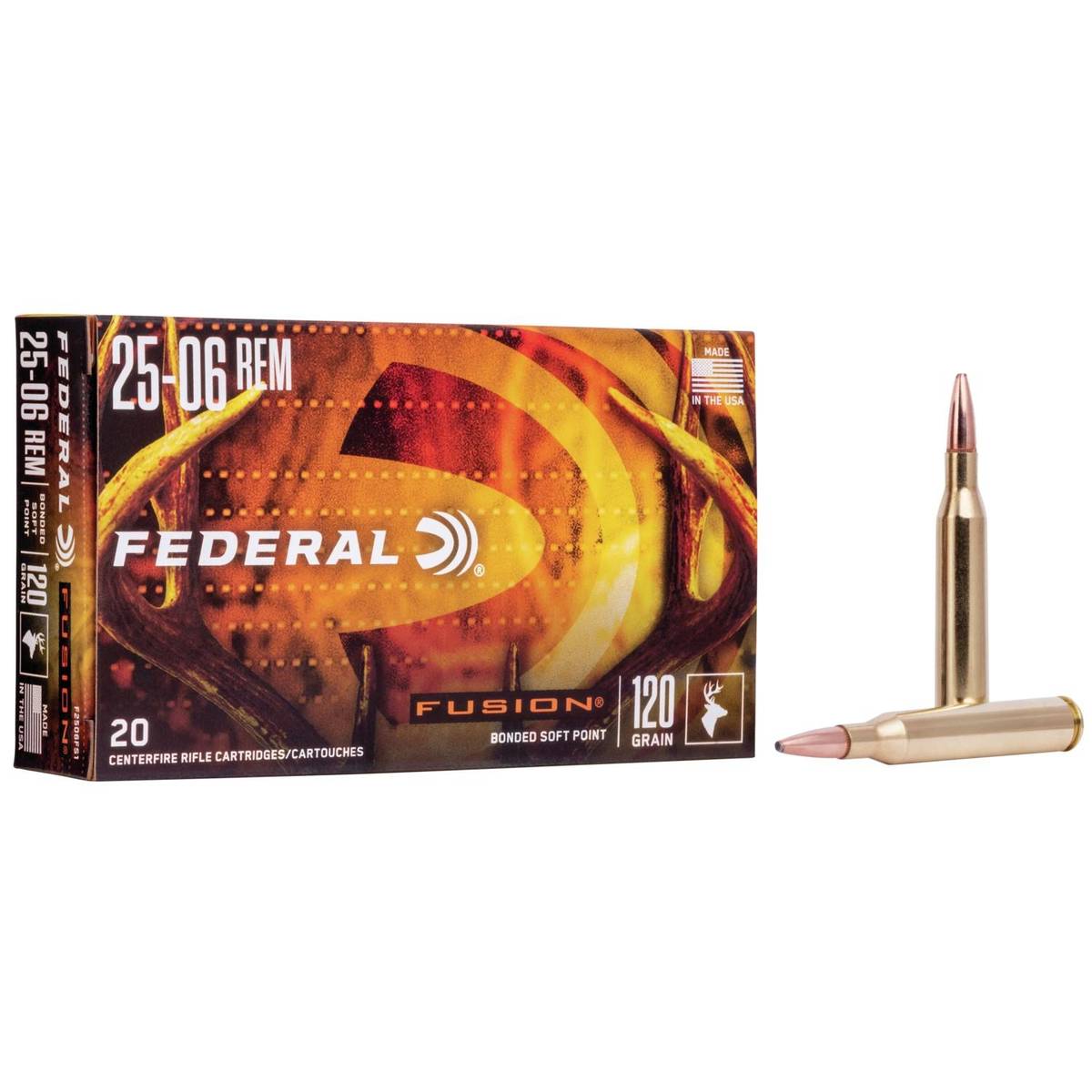 Federal Fusion Rifle Ammunition .25-06 Rem 120 gr BTSP 2980 fps – 20/ct