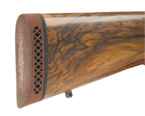 Pachmayr Deluxe Recoil Pad – Small 5.15″ L x 1.80″ W x 1″ T Brown/White Line Base