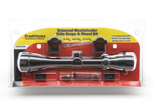Traditions Muzzleloader Rifle Scope and Mount Kit 3-9×40 Matte Scope Medium Rings and Two-Piece Base A1171