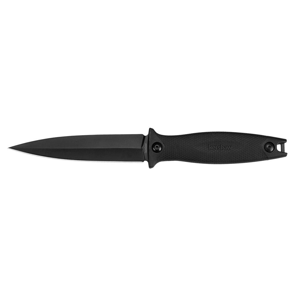 Kershaw Secret Agent Fixed Boot Knife 4-2/5″ Spear Point Black with Sheath