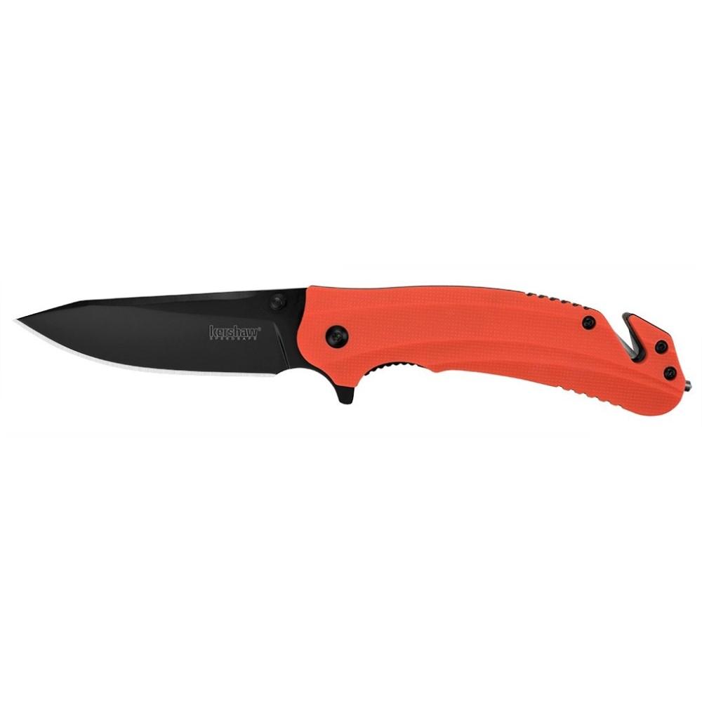 Kershaw Barricade Rescue Folding Knife 3-1/2″ Drop Point Blade Orange with Carbide Glassbreaker Tip and Seatbelt Cutter