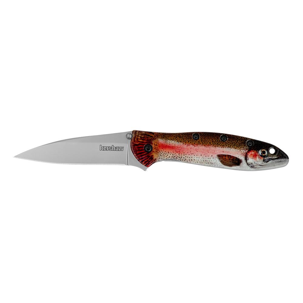 Kershaw Leek Folding Knife 3″ Drop Point Blade Rainbow Trout